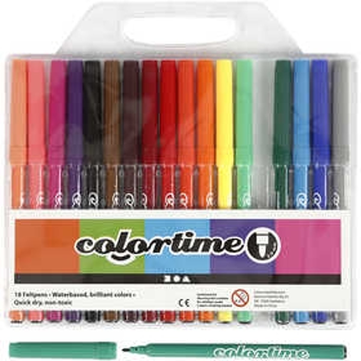 Colortime stift, lijndikte: 2 mm, diverse kleuren, 18stuks [HOB-373548]